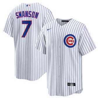 Men%27s Chicago Cubs #7 Dansby Swanson White Cool Base Stitched Baseball Nike Jersey Dzhi->chicago cubs->MLB Jersey